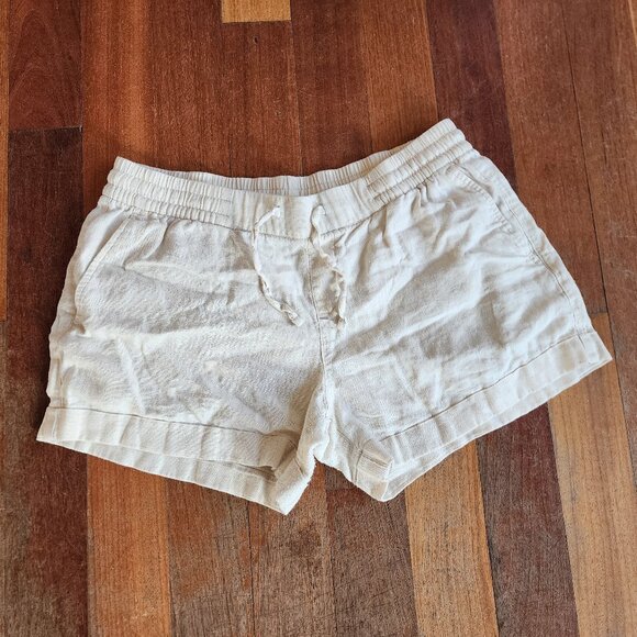 Old Navy Cream Linen Blend Elastic Waist Shorts Size Medium - Picture 3 of 9